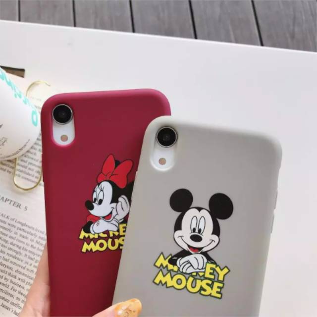 Ốp Điện Thoại Silicon Mềm Hình Chuột Mickey Minnie Màu Đỏ / Xám Đơn Giản Cho Iphone 6 / 6 + / 6s / 6s + / 7 / 7 + / 8 / 8 + / X / Xs / Max / Xr