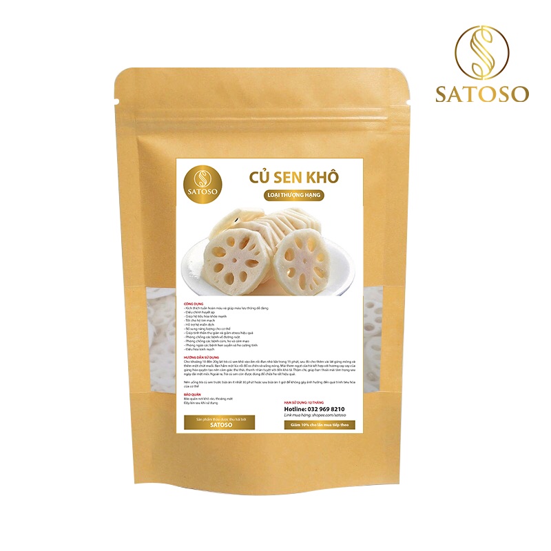 Củ sen khô thượng hạng SATOSO 1kg tốt cho sức khỏe tim mạch SA30