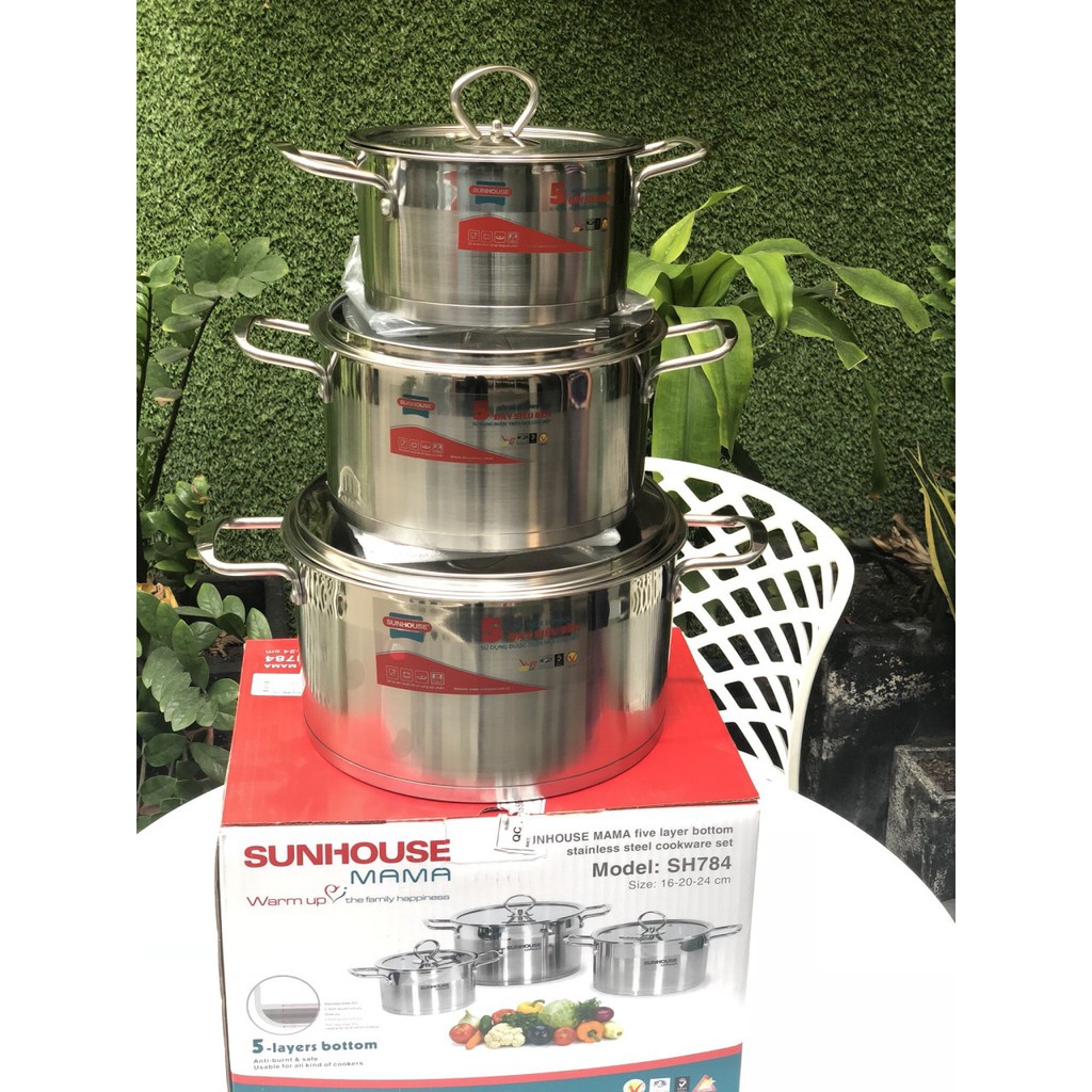 Bộ nồi Inox 5 đáy từ Sunhouse MAMA SH784