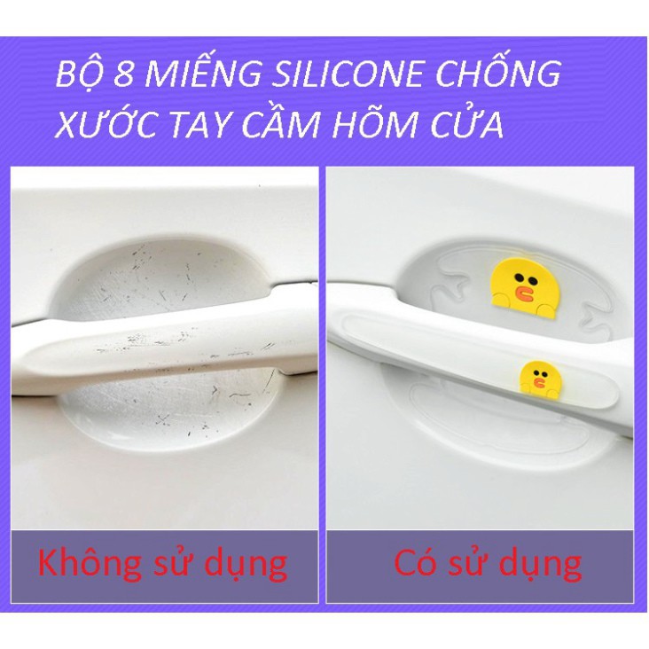 [Free Ship] Bộ 8 miếng SILICON chống xước HÕM CỬA TAY NẮM ô tô hoạt hình trong suốt