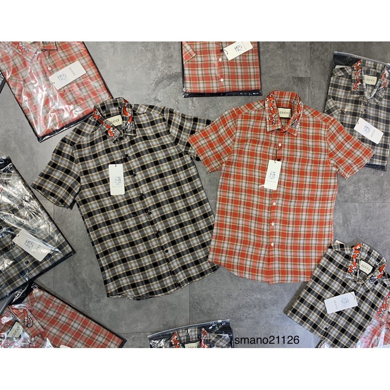 👊Giá Sốc👊 Sơmi cộc G.C - Sơmi Nam caro thêu cô rắn hàng Hot có sẵn 2 màu !!