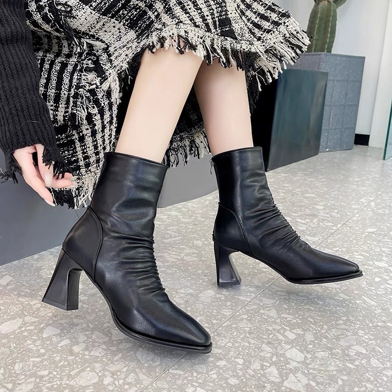 [SẴN -LOẠI 1] Bốt nữ CooBan Boots da nhăn siêu êm cao cấp chất đẹp cá tính