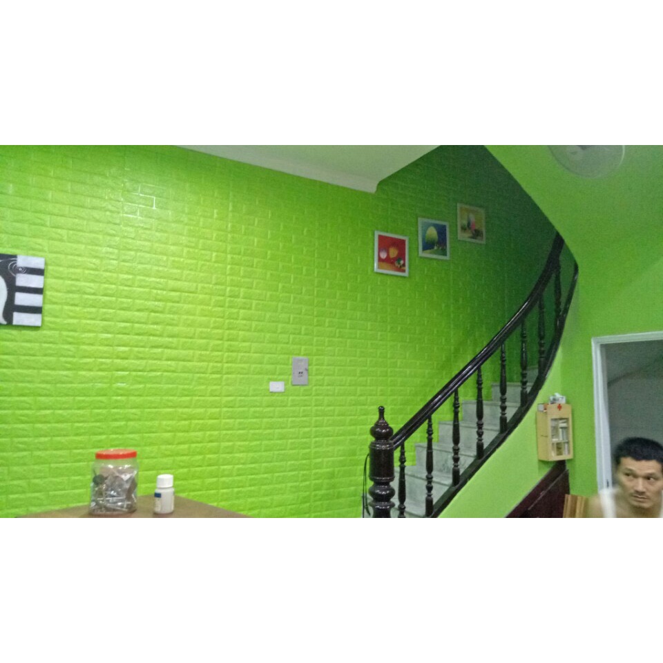 10m giấy dán tường xanh lá trơn nhám sẵn keo