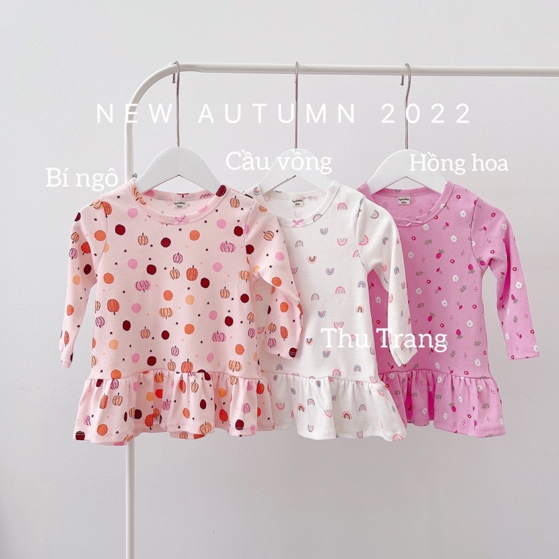 VÁY ĐUÔI CÁ DÀI TAY, VÁY COTTON THU ĐÔNG CHO BÉ GÁI.