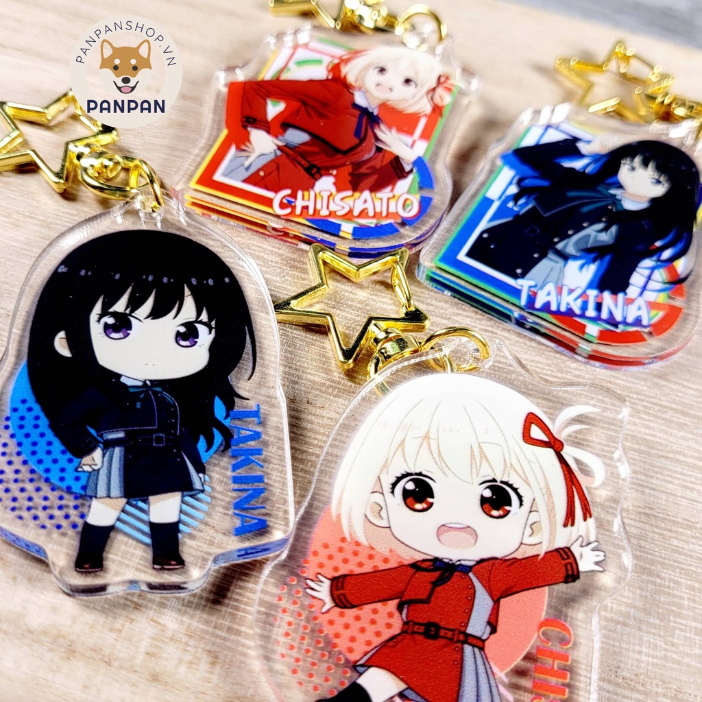 Móc khóa anime Lycoris Recoil (6cm) Takina Inoue, Chisato Nishikigi