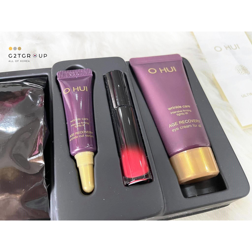 Set Cushion Ohui đen 2 lõi Ohui Ultimate Cover Lifting Cushion Moisture tặng kem mắt, ampoule và son nước