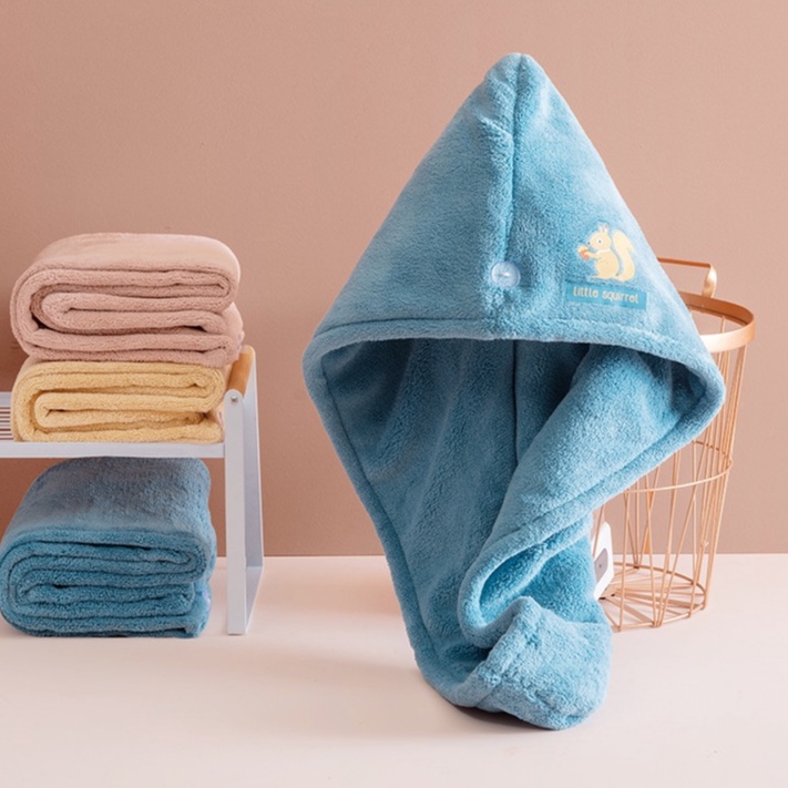 Khăn Ủ Tóc, Khăn Quấn Tóc Gội Đầu Vải Cotton Mềm Mại Thấm Hút Tốt