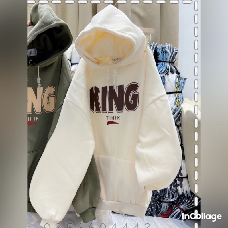 [Mã 4SPIKE3 giảm 50K đơn 150K] Áo Nỉ Mũ Hoodie KING Nỉ Mũ 2 Lớp Dày Dặn Form Rộng Tay Phồng-Unisex Nam Nữ