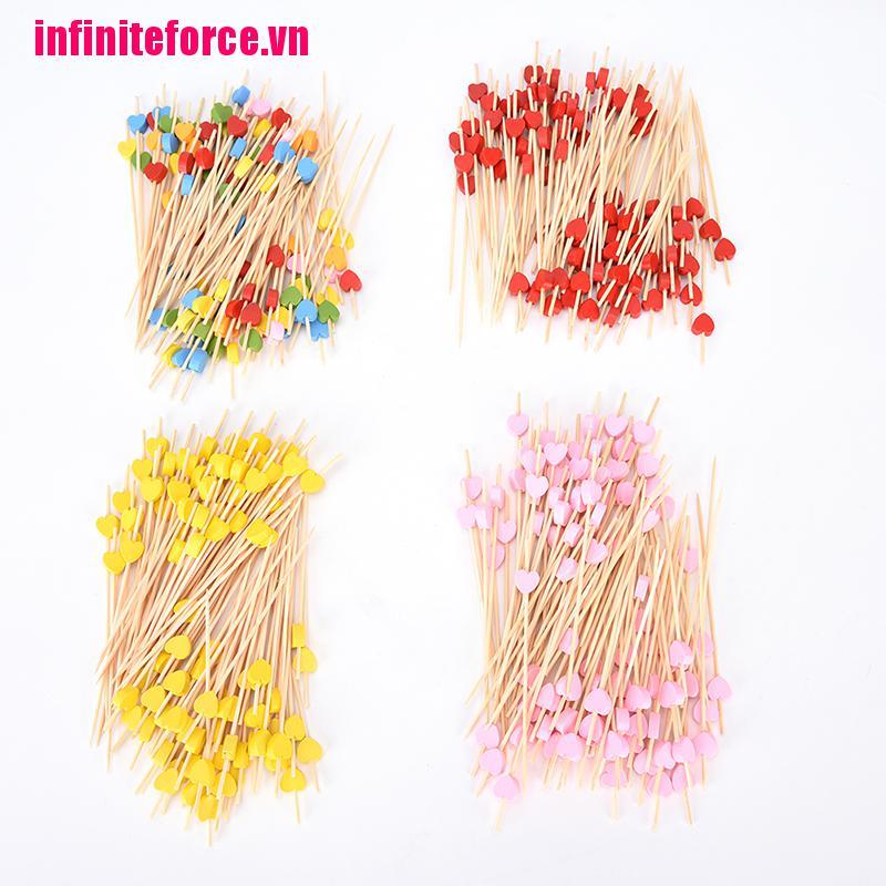Set 100 chiếc tăm gỗ phối trái tim xinh xắn đa dụng
