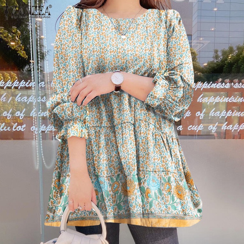 Zanzea Áo Tay Dài Cổ Tròn In Họa Tiết Hoa Dành Cho Nữ