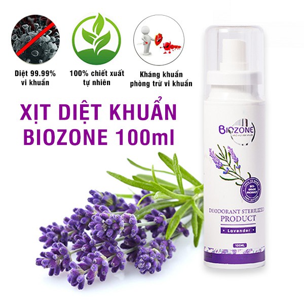 Bình xịt diệt khuẩn 99,9%, làm sạch, kháng khuẩn sinh học Biozone  | Mùi Hoa Oải Hương Sinh Học 100% | Đã Được Kiểm Định