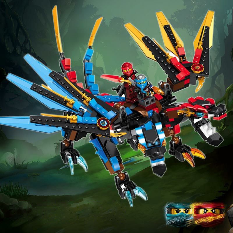Ninjago Series Kay Ice Fire Rồng nguyên tố hai đầu tương thích với Lego Đồ chơi rồng lắp ráp khối xây dựng
