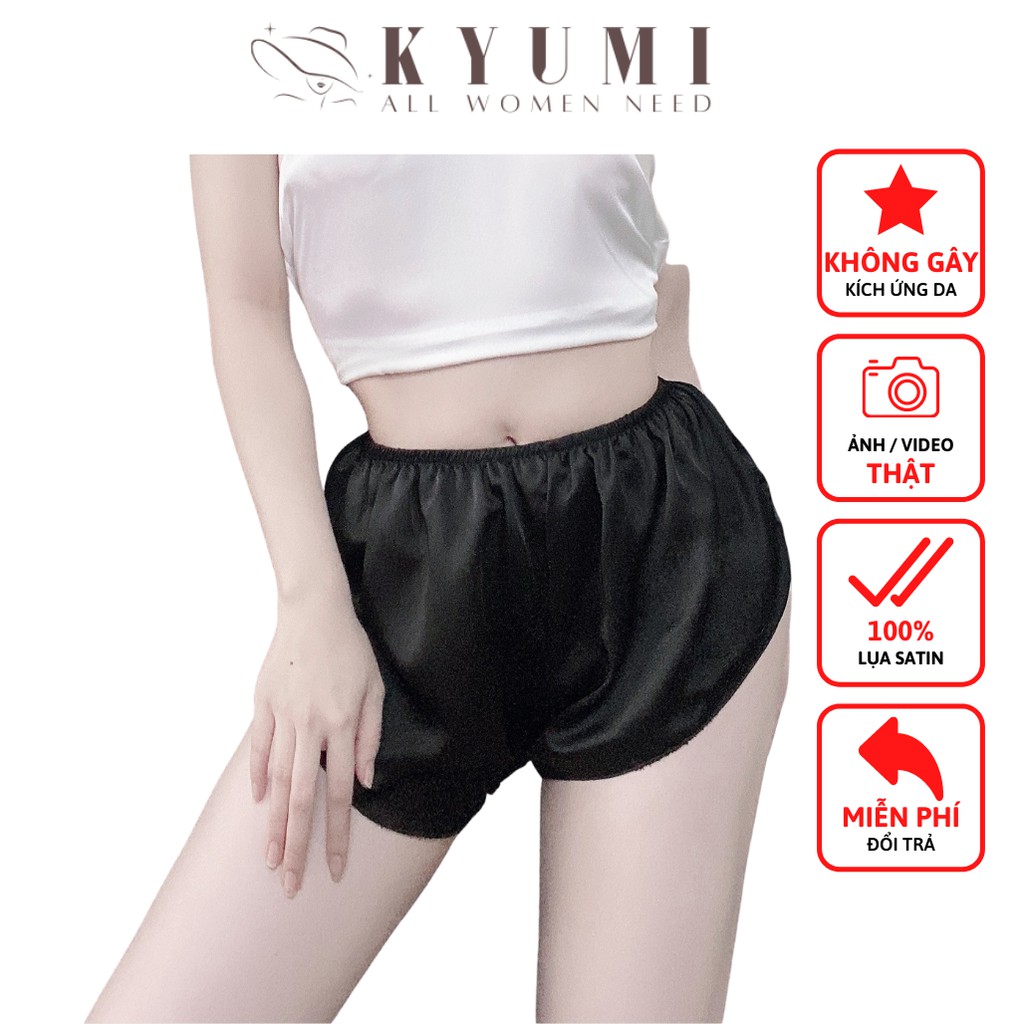 Đồ ngủ sexy quần đùi nữ lưng thun KYUMI OFFICIAL, chất liệu lụa satin mềm mịn mát, freesize 40-60kg tùy chiều cao 032