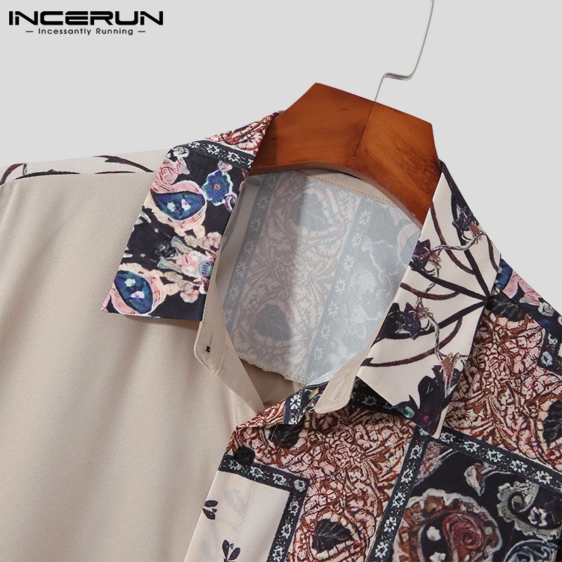 Áo sơ mi INCERUN dài tay cổ bẻ thời trang dành cho nam