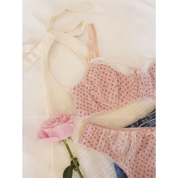 [Mã 252FASHIONSALE giảm 12% đơn 99K] Cotton Crush Áo lót có gọng hồng hoa nhí xinh xắn haruharu.label | BigBuy360 - bigbuy360.vn