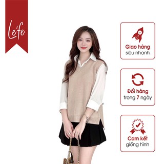  Áo Len Gile Nữ Trơn Cổ V Lefe SL75
