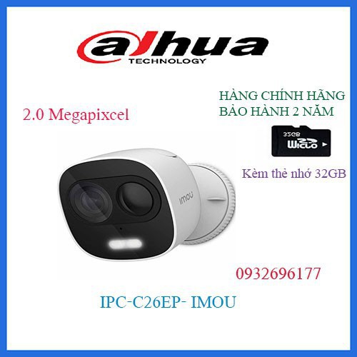 Camera IP hồng ngoại không dây 2 Megapixel DAHUA DH-IPC-C26EP kèm thẻ nhớ 32GB