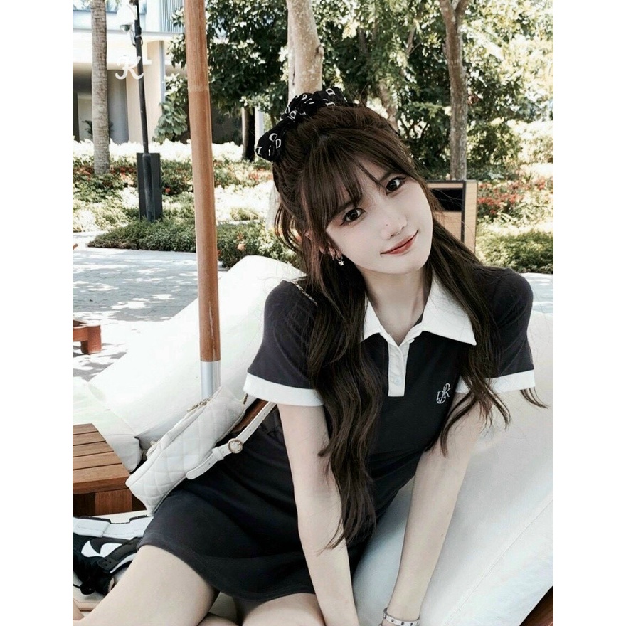 đầm body thun borip cổ trụ ngắn tay