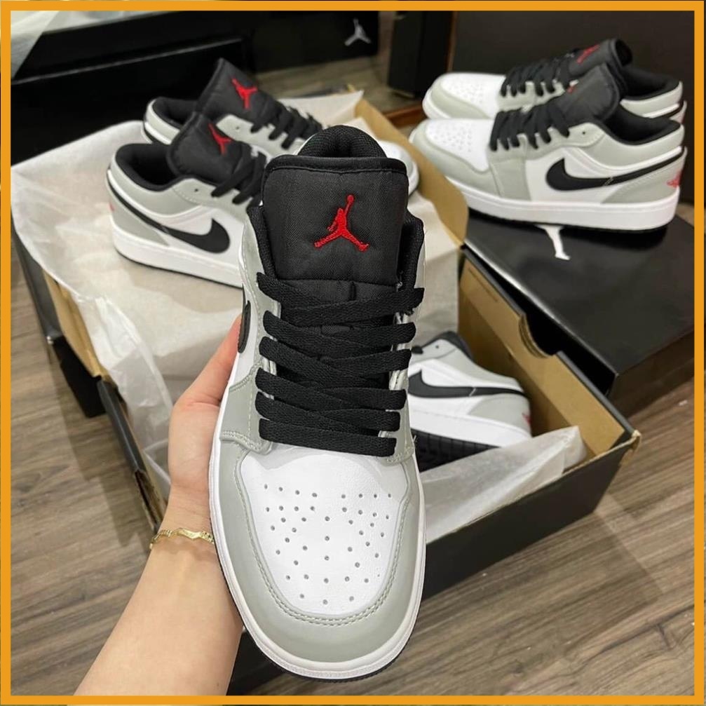Giày Thể Thao Sneaker 𝗝𝗼𝗿𝗱𝗮𝗻 Thấp Cổ Màu Ghi Xám - Giày Jordan Cổ Thấp Nam Nữ JD1 Low Ghi Xám Full Box