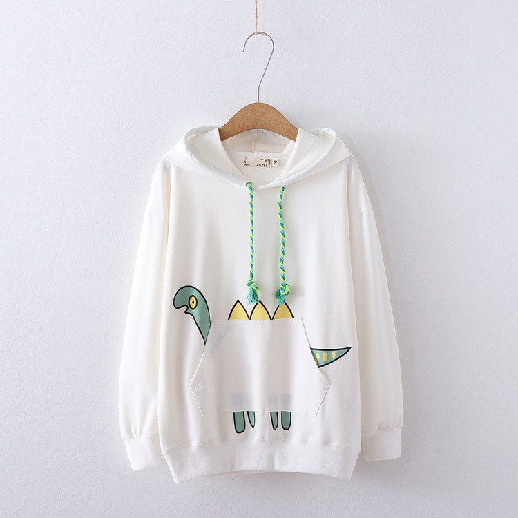 Áo Hoodie Unisex nam nữ kiểu dáng Sweater, chất nỉ bông cao cấp có nón chui đầu hình khủng long xanh phong cách Ulzzang | BigBuy360 - bigbuy360.vn