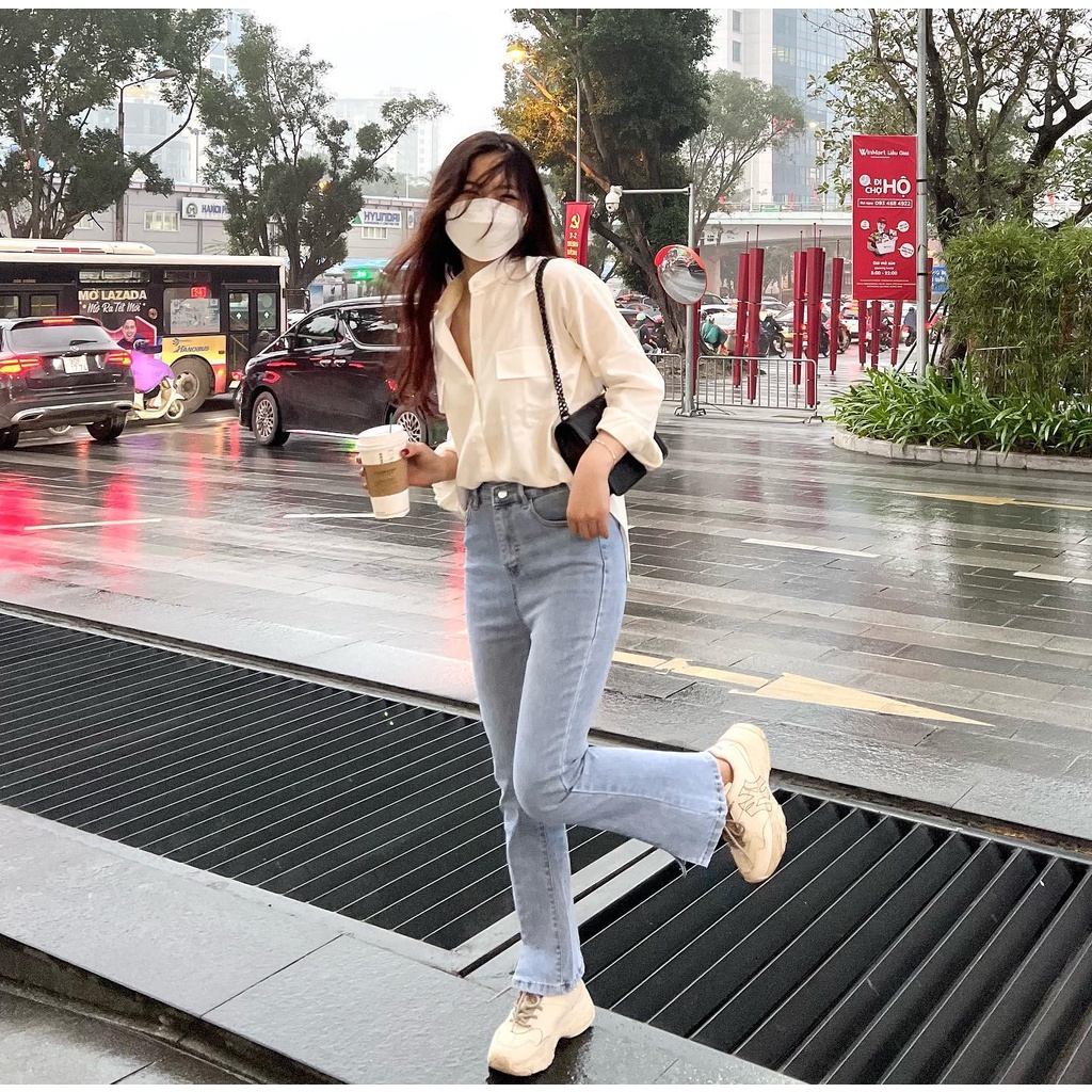 (FREESHIP) quần jean ống loe xẻ gấu Miho.house