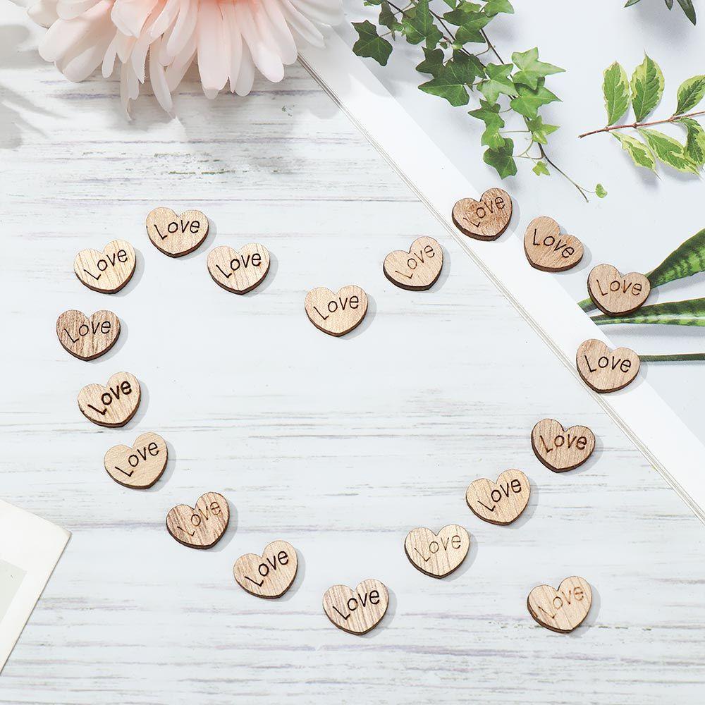 Set 100 Miếng Gỗ Hình Trái Tim Trang Trí Tiệc Cưới / Valentine
