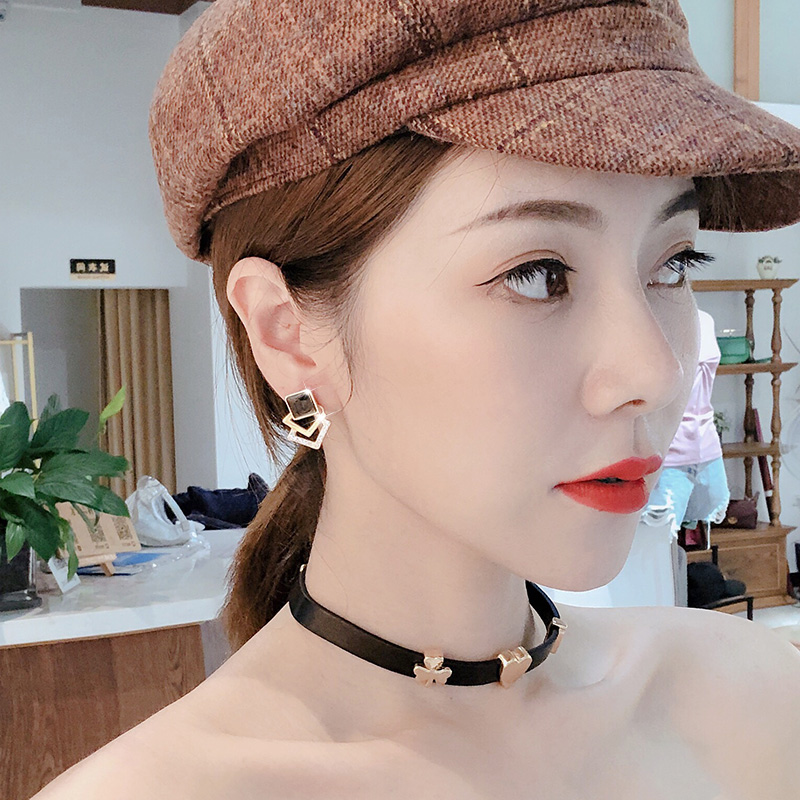 Hoa Tai Dáng Dài Hình Vuông Đính Đá Thời Trang Cho Nữ