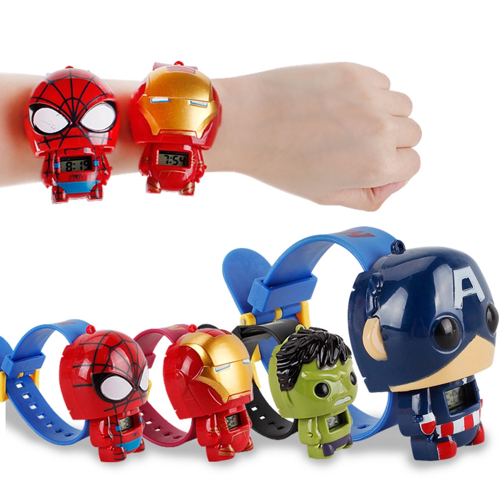 Đồng hồ điện tử thiết kế chủ đề nhân vật siêu anh hùng hoạt hình dành cho bé