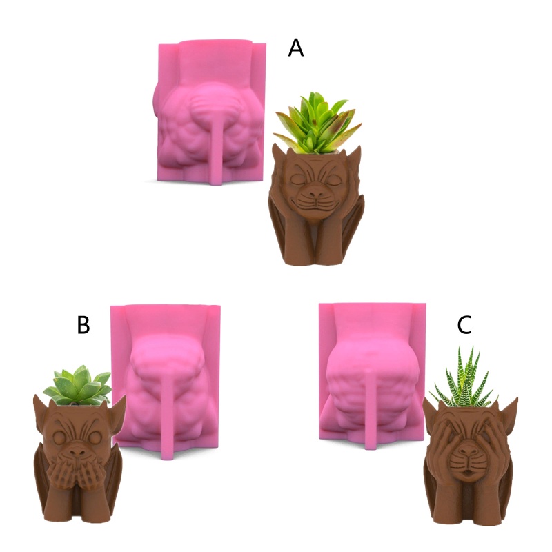 Sa Khuôn Silicon Làm Giá Đỡ Bút Hình Bình Hoa Gypsum