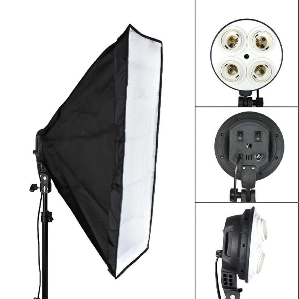 BỘ ĐUI ĐÈN 4 BÓNG KÈM SOFTBOX 50X70 CM