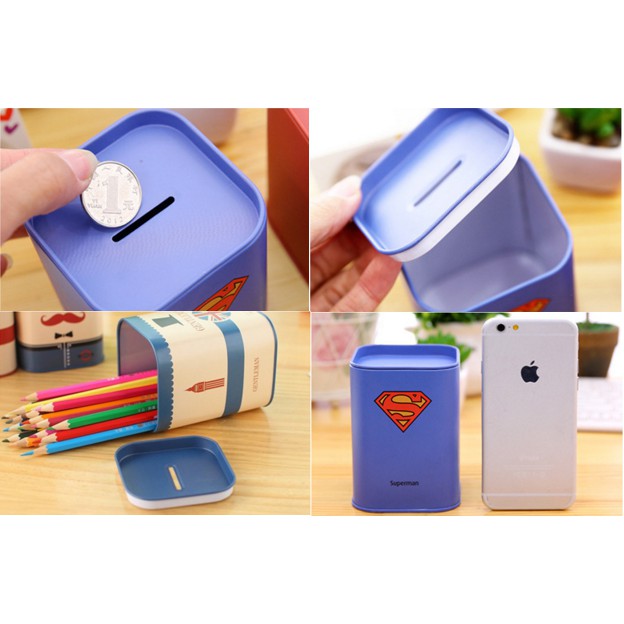 Ống Đựng Bút Bằng Thiếc Hình Siêu Anh Hùng Sáng Tạo