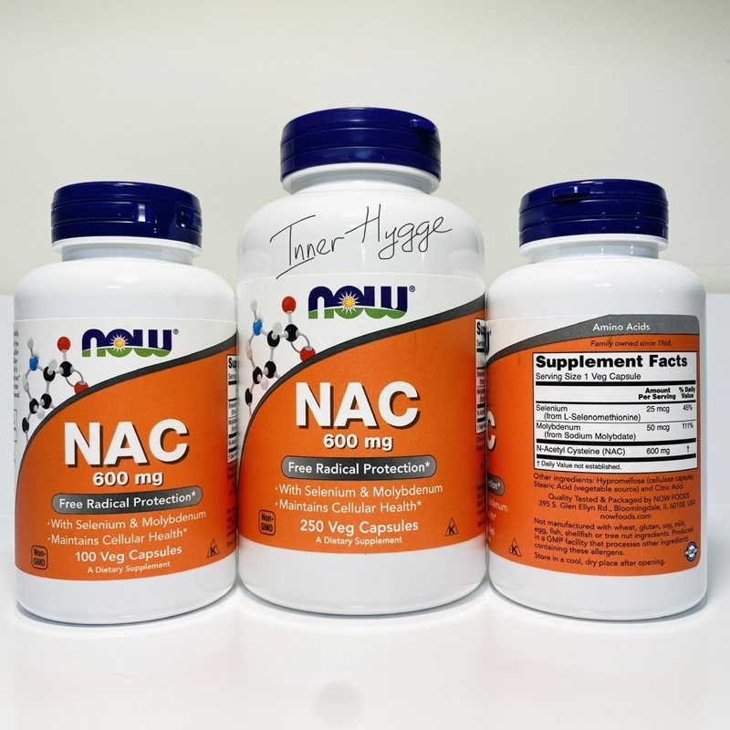 Giải độc gan NOW NAC 600mg, 1000mg phục hồi chức năng phổi, thận, thanh lọc cơ thể, detox bảo vệ gan N Acetyl Cysteine