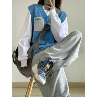 Women's spring and autumn Korean new three piece suit vest LONG SLEEVE student loose casual Leggings two piece suit