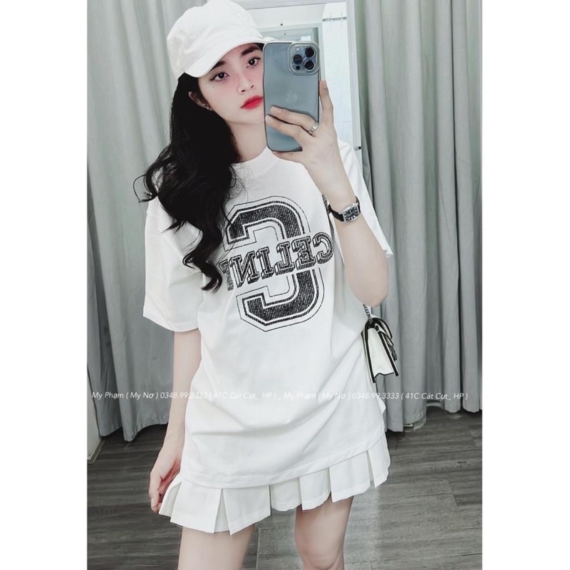BÁN SỈ ÁO PULL CHỮ CELIN MÀU TRẮNG XANH CHO NỮ