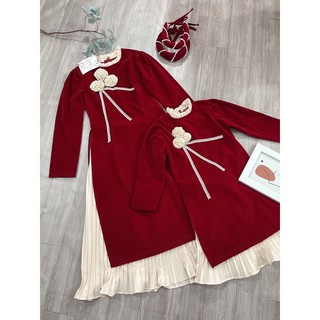 Áo dài mẹ con hoa ren