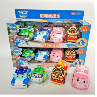 Xe ô tô mô hình robocar poli chạy đà cỡ lớn gồm 4 xe tương ứng 4 nhân vật : Poli Roys Amber Heli