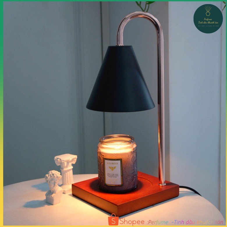 Đèn đốt nến thơm đế gỗ - Phụ kiện nến Yankee, Bath and body works - Warmer Candles - Có núm chỉnh độ sáng
