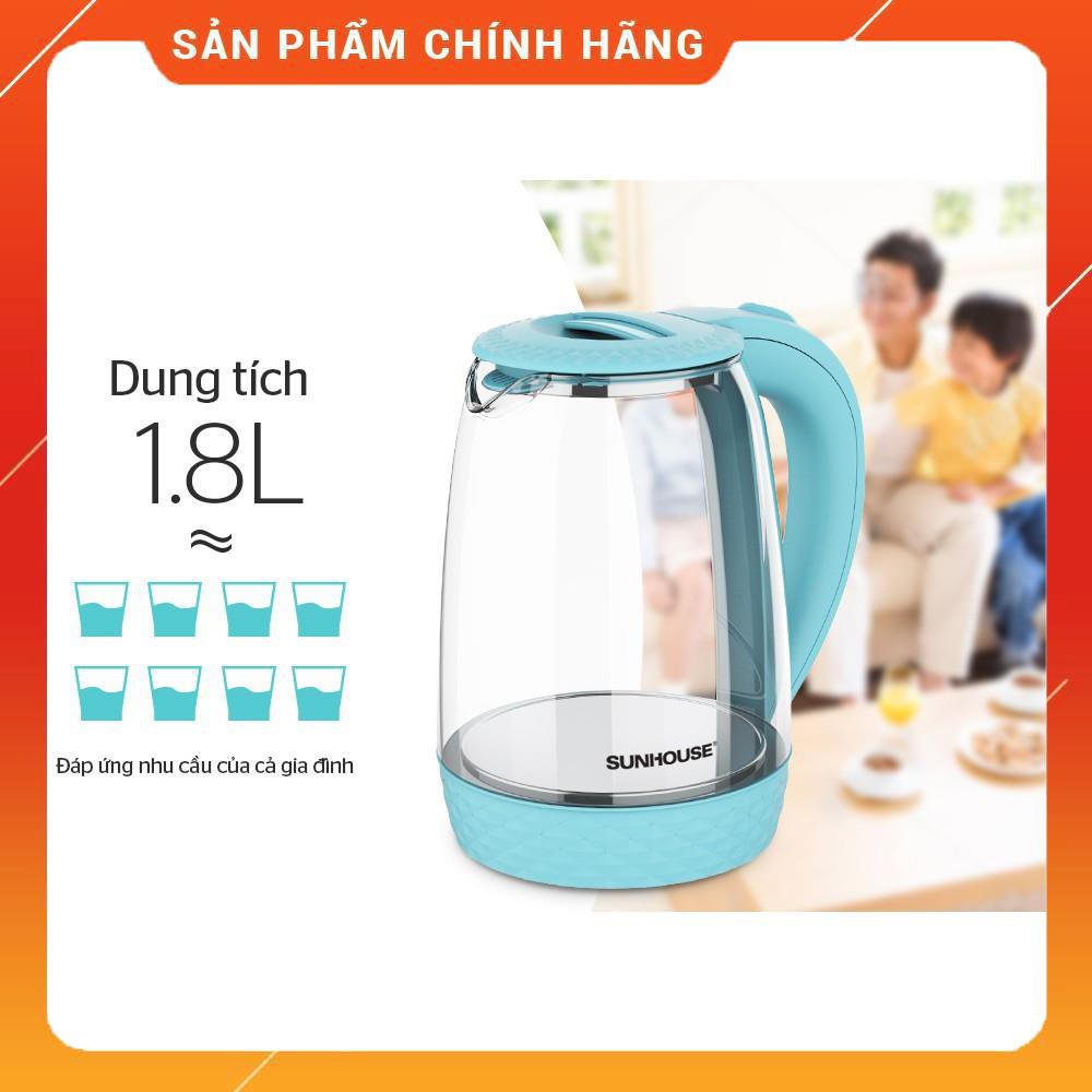 [Mã 44ELSALE2 giảm 7% đơn 300K] Ấm siêu tốc thuỷ tinh 1.8L SUNHOUSE SHD1215