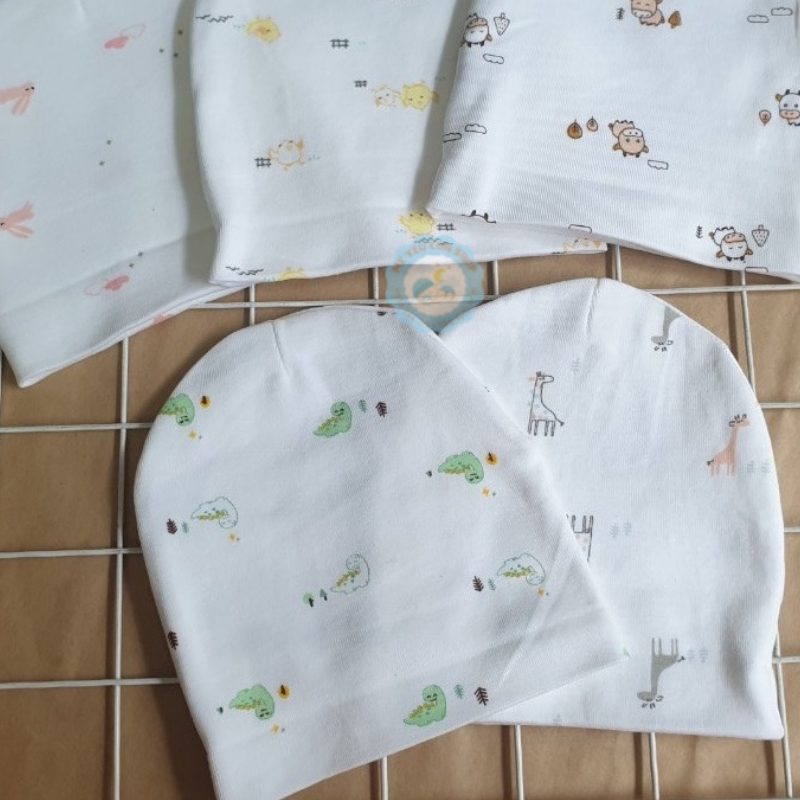Nón cotton họa tiết cho bé sơ sinh 0-3 tháng - Hiệu Cún Con (katydang)