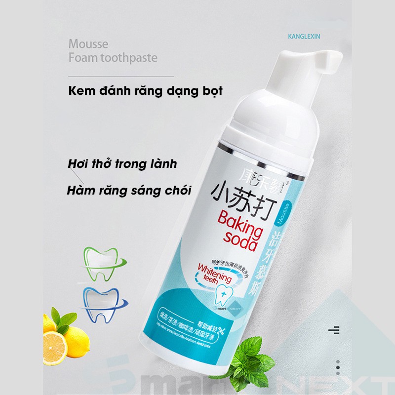 Kem đánh răng Baking Soda siêu bọt làm trắng răng tự nhiên, hơi thở thơm mát - Dạng bọt thẩm thấu sâu -Tiết kiệm hơn