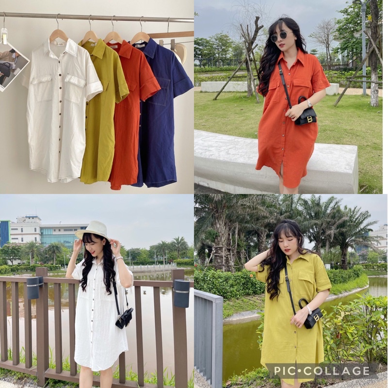 Đầm Váy basic viền chỉ nổi cực xinh D013 (Ảnh thật)