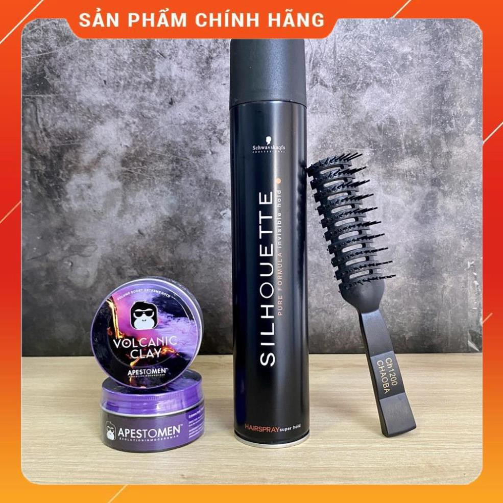Combo Sáp vuốt tóc Volcanic Clay và Gôm xịt tóc Silhouette + Tặng Lược