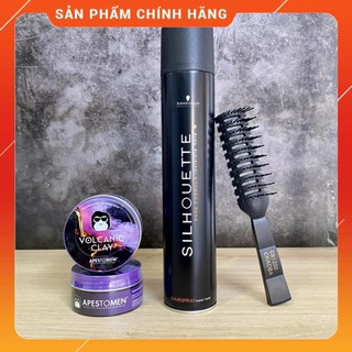 Combo Sáp vuốt tóc Volcanic Clay và Gôm xịt tóc Silhouette + Tặng Lược