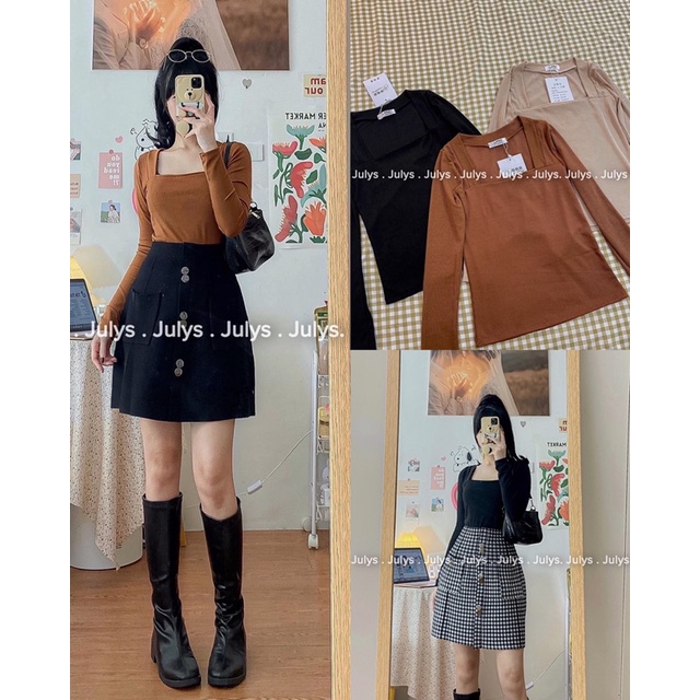 Áo thun tăm cổ vuông JULYS STORE (ảnh thật shop chụp kèm video)