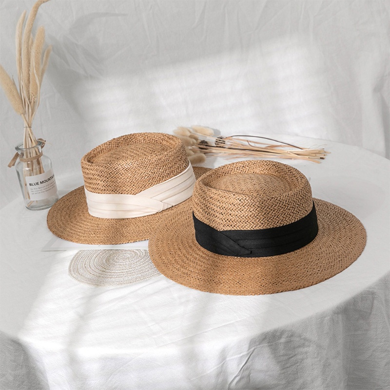 Mũ Cói Rộng Vành Chống Nắng Phối Ruy Băng Phong Cách Bohemian Thời Trang Mùa Hè Cho Nam Và Nữ