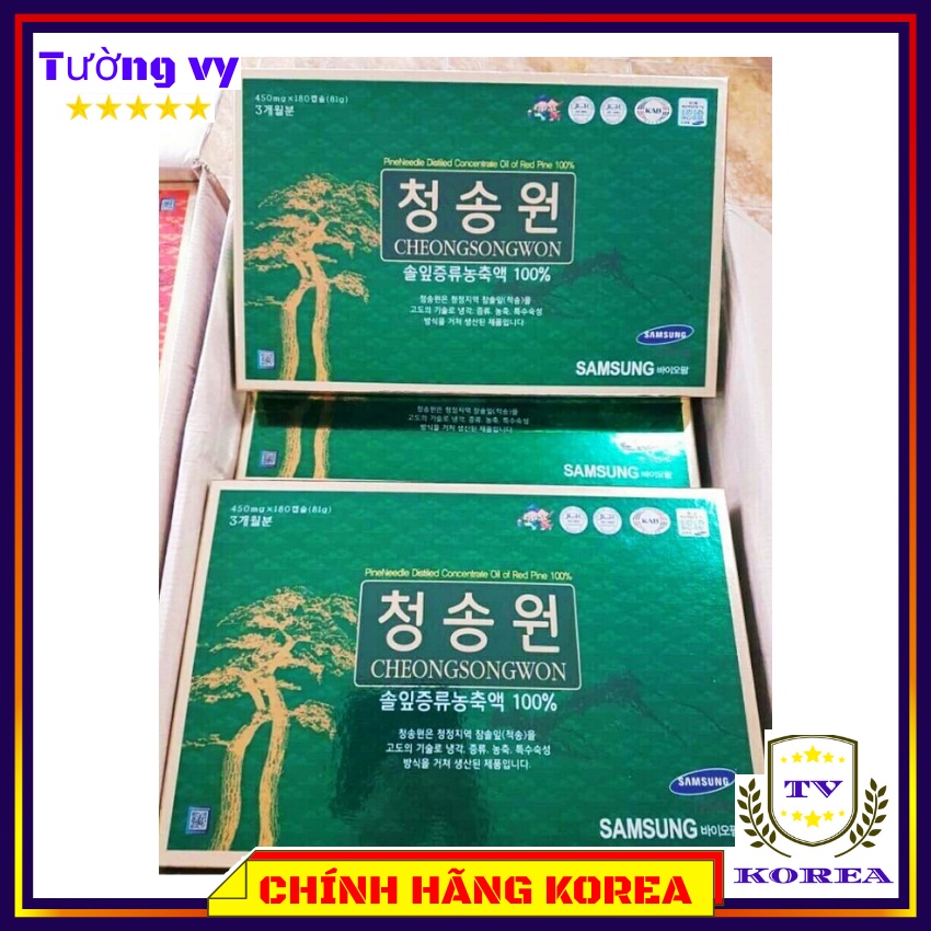 Tinh Dầu Thông Đỏ Cheongsongwon Hộp Xanh 180 viên Chính Hãng Hàn Quốc