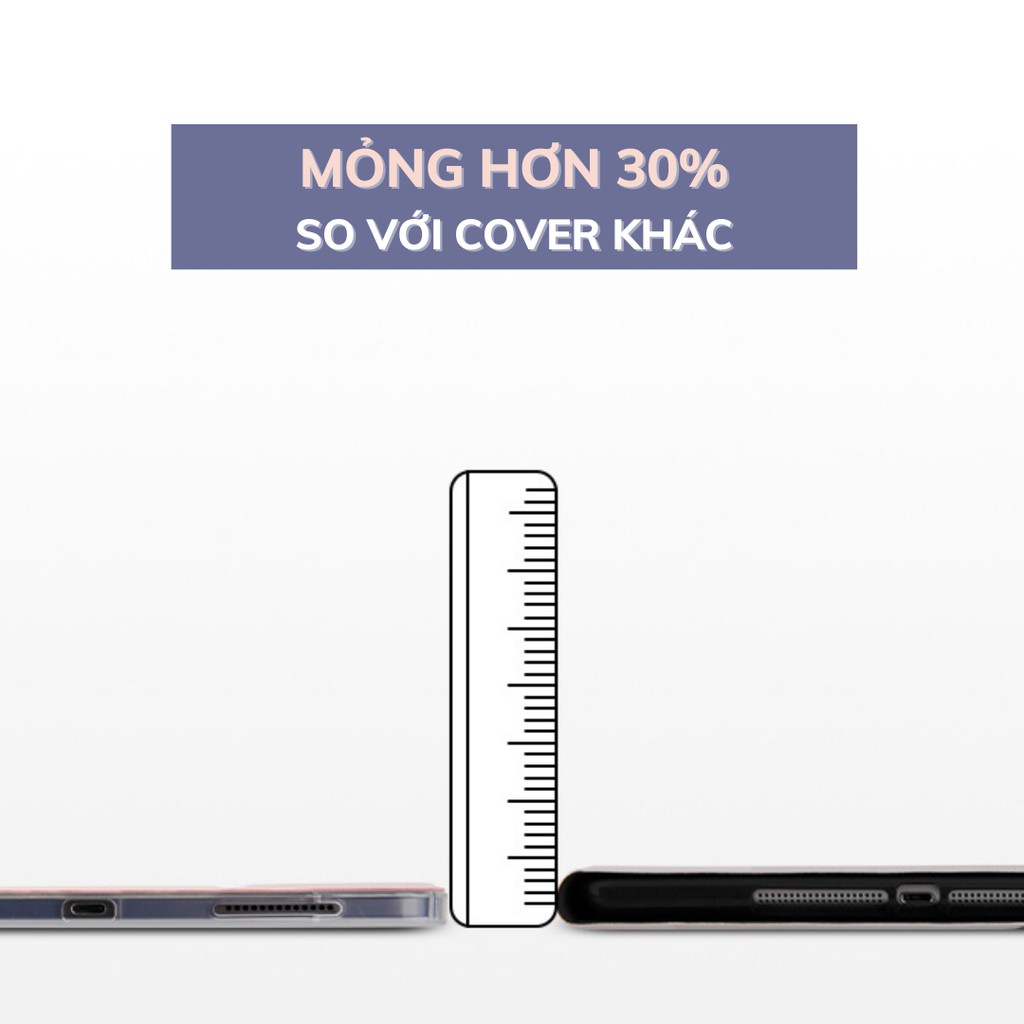 [Không khay bút siêu mỏng] Bao da cover iPad màu pastel nhám mờ chống ố. Cover iPad Gen 7 8 Mini Air 4 3 Pro 11 12.9