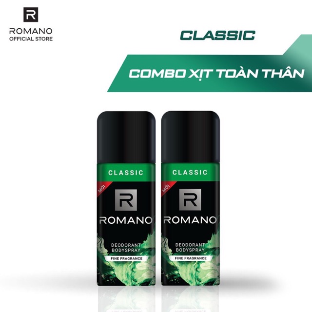 Combo 2 Xịt toàn thân Romano Classic cổ điển lịch lãm 150ml