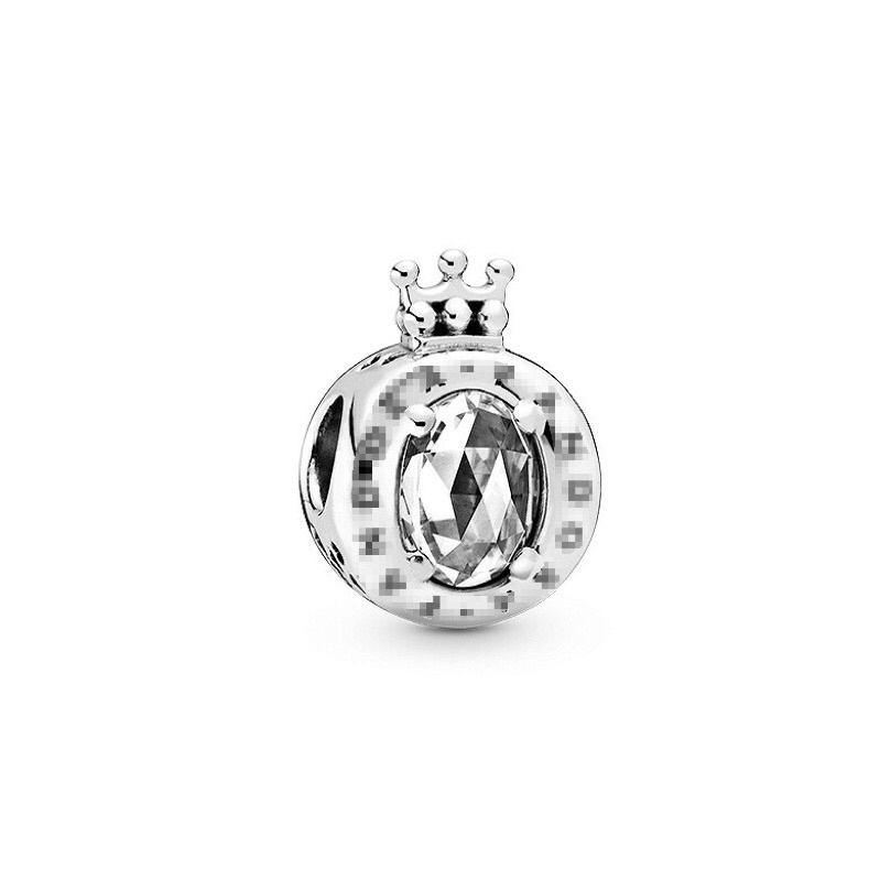 Charm Pan chữ O vương miện gắn đá bạc 925 nhungsophie