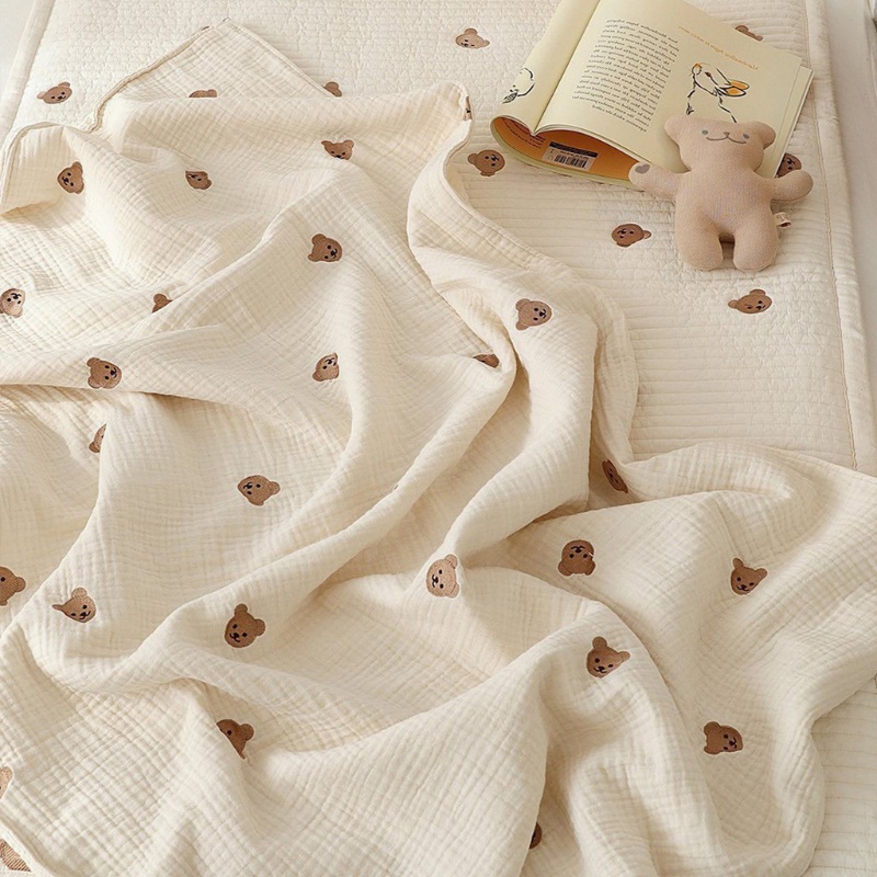 Chăn Quấn 6 Lớp Chất Liệu Cotton Tre Mềm Mại In Họa Tiết Xinh Xắn Cho Bé Sơ Sinh